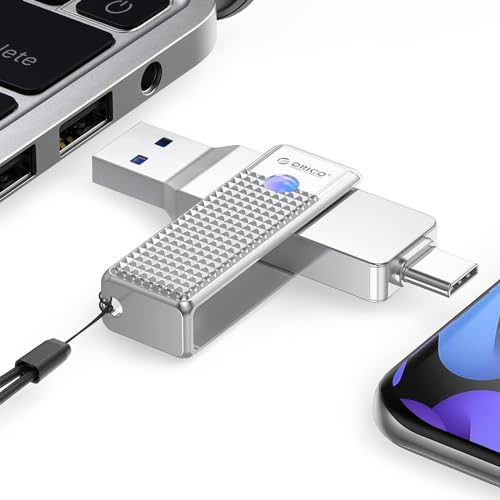 ORICO UFSD USB C Stick 256 GB, Stabil 405 MB/s, Metall Effiziente Wärmeableitung Memory Stick, 2 in 1 USB 3.2 Type C OTG Dual Flash-Laufwerk für Designer, Schule, USB-C Handy, MacBook (LD-Series)