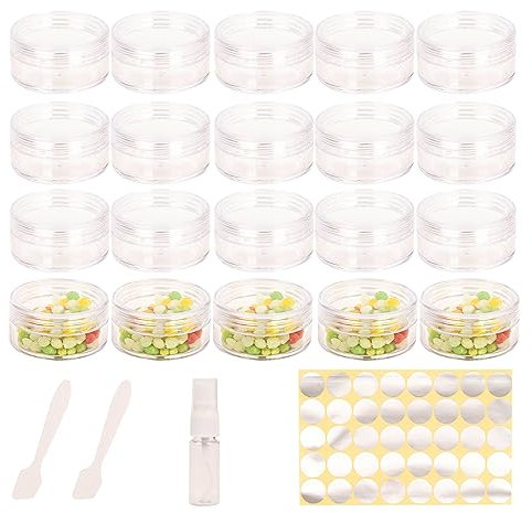 20 Pcs Empty Plastic Cosmetic Jars, 10ml Sample Containers Pots Bottles,sample pots for cosmetics, Travel Cosmetic Jar Pots with Lids,travel pots for cream,travel cream pots for toiletries