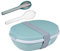 Mepal - Lunchbox Ellipse Duo mit Besteck Set - Meal Prep Box für Erwachsene & Salatbox zum Mitnehmen - Brotdose für ein gesundes Mittagessen - Ideal für Sandwiches & Salate - Nordic Green