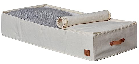 LOVE IT STORE IT Premium - Cómoda para debajo de la cama - Caja de almacenamiento para ropa de cama - De tela de alta calidad - Extra estable - Beige - 90 x 45 x 18 cm
