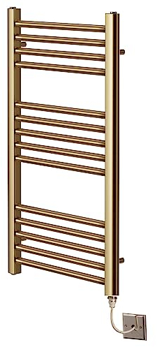 Greened House Electric Brushed Brass Straight Heated Towel Rail 400mm x 800mm Flat Towel Radiator