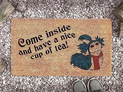 Labyrinth Film Worm Cup of Tea Quote Doormat - Fandom Funny Gift Doormat.Non Slip Floor Mat for Home Bathroom Kitchen Entrance 16 x 24 inch