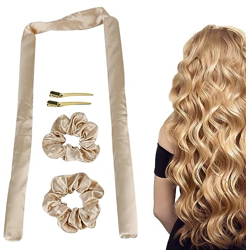Tadipri Lockenwickler Locken Ohne Hitze, Neu Rutschfest Heatless Curls, Lockenwickler Über Nacht Mit Stirnband Lockenwickler Große Locken Diy Heatless Curls Band Frisurenset,Für Langes Mittleres Haar