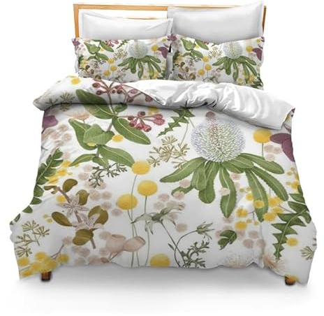 Geroclonup Bettbezug-Set, Baumwolle, Pusteblumen-Motiv, 3-teilig, niedlich, weich, mit 2 Kissenbezügen, keine Bettdecke
