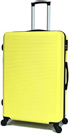 CELIMS - Großer Reisekoffer Gelb, Starr, mit 4 Rollen, 23 kg, 75 cm, integriertes Schloss, ABS