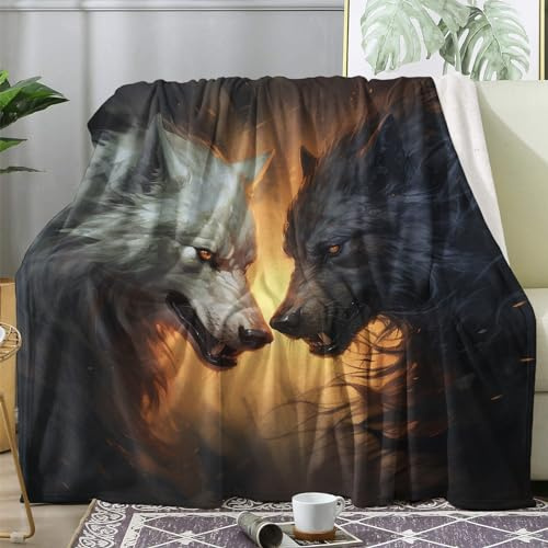 ZDABAOEC Kuscheldecke Flauschig Wolf Decke, Fleecedecke 220x240, Sofadecke & Couchdecke, Weiche Kuschelige Wohndecke Blanket, XXL Groß Decken für Sofa Couch