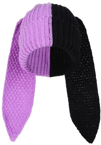 Strickmützen für Damen, Winter-Mütze mit Hasenohren Strickmütze Rabbit Ears Knit Hat Crochet Knitted Hat Beanie Long Ear Bucket Hat Cute Bunny Hat for Women Autumn Winter Warm
