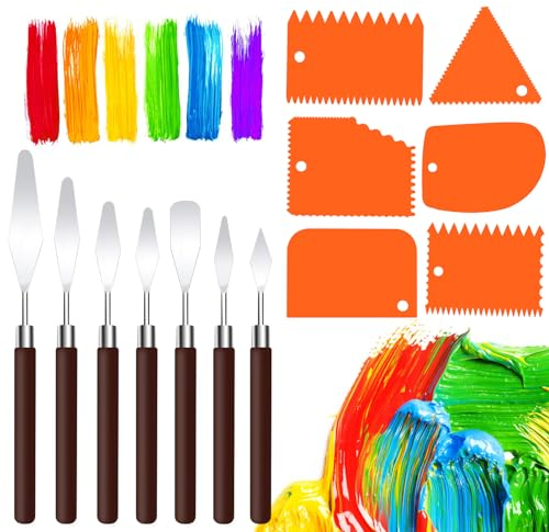 NVIYAM 13 Pezzi Acciaio Inox Spatola per Pittura a Olio Set Palette Knife Set Coltello da Set di Coltelli per Pittura Spatola per Pittori Spatola set Pittura Raschietto 7 Spatola, 6 Coltello