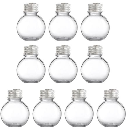 10 bolas de Navidad redondas de 50 ml con tapa extraíble para colgar en el árbol, decoración del hogar, suministros de fiesta, accesorio festivo para el hogar