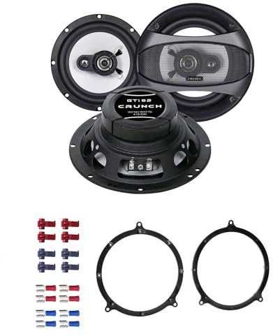 Crunch GTI62 Lautsprecher mit Einbauset kompatibel mit Audi A4 Avant B5 (8D) 1995-2001 Türen vorne/hinten 360 Watt 165mm 2 Wege Koax