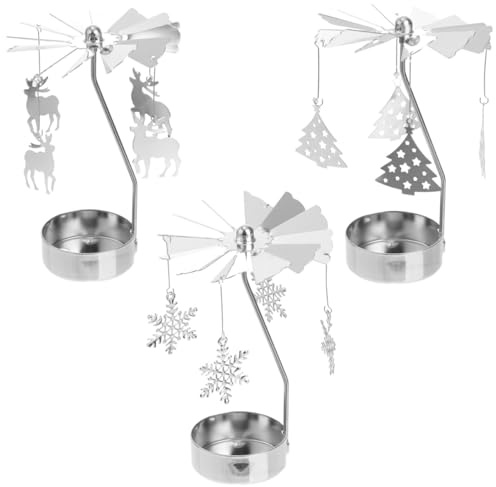 DECHOUS 3 Stück Heiße Drehbare Kerzenhalter Für Weihnachten Kerzenhalter Weihnachtskerzen-Mittelstück Drehbares Aroma-Kerzentablett Heimdekoration Metalltablett Romantische Kerzen