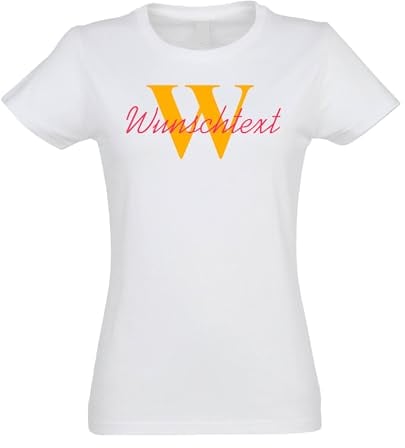 Kiwistar - T-Shirt Damen - Weiss - L - Aufdruck individuell - Wunschtext mit Initial und Nachname - Name - Spruch - Druck personalisiert - Geschenk für Freizeit Sport