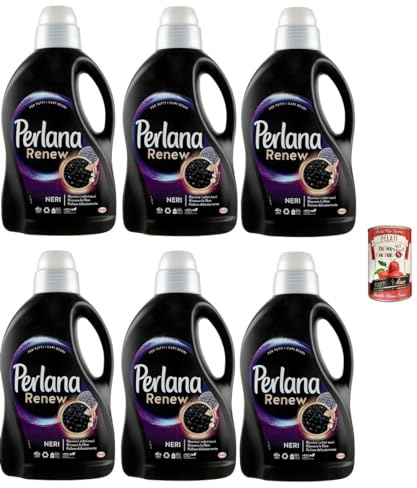 6xPerlana Renew Lana Black, Waschmaschinenwaschmittel für schwarze und dunkle Kleidung, erneuert und schützt die Intensität der Farbe + Italian Gourmet pelati 400gr