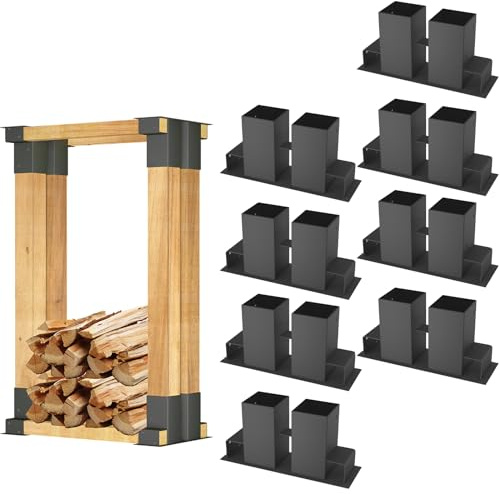 NAIZY Holzstapelhilfe Stabile Stapelhilfe für Brennholz 8er Set Holzstapelhalter für Kaminholz Kaminholzregal Brennholzregal Gestell Holz für Innen und Außen, Schwarz