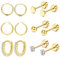 Jagosen Gold Ohrringe Set - 6 Paar Titan Ohrstecker und Creolen für Damen - Chirurgenstahl Hypoallergene Medizinische Knorpel Helix Flat Piercing