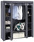 Kleiderschrank Stoff Regal,Garderobenschrank,Campingschrank Stoffkleiderschrank mit Kleiderstange,Garderobe,DIY Innenraum Stoffkleiderschrank Vlies,150 x 45 x 175cm, grau