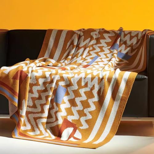 ELASAD Boho-Überwurfdecke für Bett, Heimdekoration, bunte Decke, weiche, moderne Couch-Überwurfdecke, Reisen, leichte Bauernhaus-Strickdecke für alle Jahreszeiten, 50 x 60 cm
