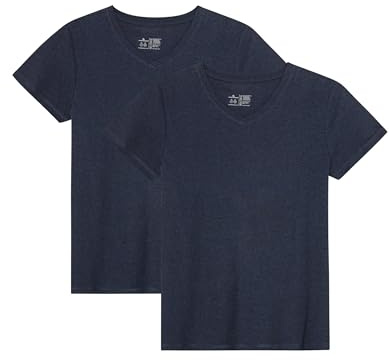 DANISH ENDURANCE Kurzarm Tshirt Damen aus Modal & Bio-Baumwolle, Rundhals- oder V-Ausschnitt, Atmungsaktiv & Stretch, 1er oder 2er Pack