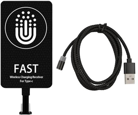 Typ C Kabelloser Qi Ladeempfänger, 10W 5V/2A Dünner Kabelloser Ladeempfänger für Schnelles Kabelloses Laden, Wireless Empfänger Induktion Adapter Ladegerät passend für Samsung USB-C Android Handys