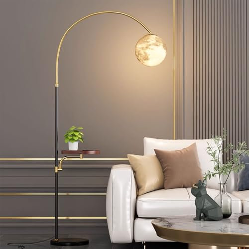 Wylolik Stehlampe mit Tisch, kreative PVC-Kugel-Stehlampen, höhenverstellbare Bogen-Vertikallampe, Innen-Leselampen, hohe Lampen, multifunktionale Steh-Stehleuchten für Wohnzimmer, Schlafzimmer