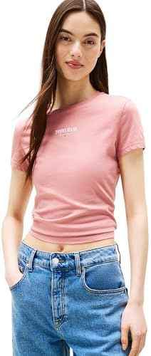 Tommy Jeans Damen Tjw Slim Essential Logo2 Tee EXT Dw0dw20913 S/S T-Shirt, Pink (Tahiti Berry), XXS EU