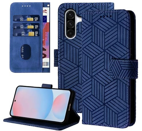 Auslbin Cover per Samsung Galaxy A56 5G 6.64, Samsung A56 Custodia Protettiva in stile Geometrico con Cover in pelle PU con Fibbia Magnetica, Blu