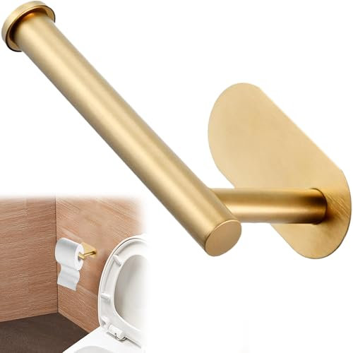 Vierone Self Adhesive Modern Gold Toilet Paper Holder, Stainless Steel, 15.8cm x 8.2cm, Suction, No Drill, Wall Mounted