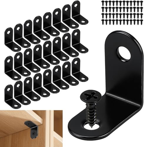 TXXATX 24 Stück Winkelverbinder Schwarz 30x30x16mm Edelstahl 90 Grad | Winkel Klein, Metallwinkel mit Schraube, Möbelwinkel, Holz, Möbel, Tisch, Stuhl, Schränke, Bücherregal