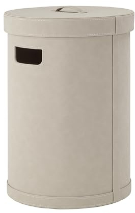 blomus Wäschesammler -SAHLA- | Wäschekorb mit Deckel | Farbe Nomad | Größe M Ø35 x 51H cm | 50 Liter Wäschebox aus Leder