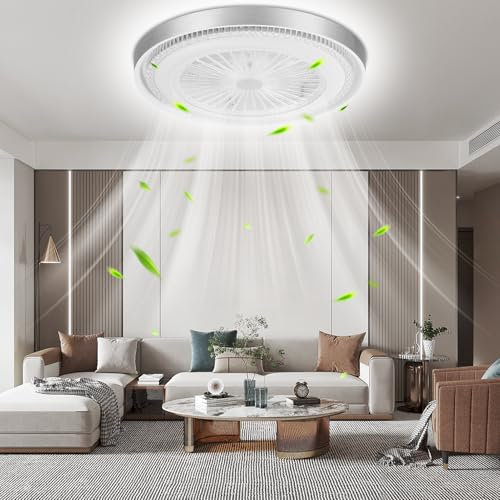 wowspeed Modern Deckenventilator mit Beleuchtung und Fernbedienung 72W, 50cm Lampe mit Ventilator, 3 Farbtemperatur und 6 Geschwindigkeiten Deckenventilator mit Lampe, Timer, Leise