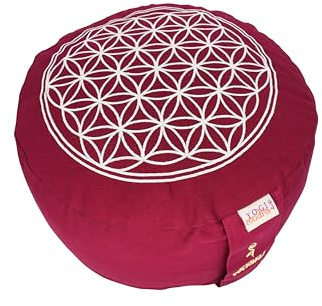 Yogimudra Ersatzbezug für Blume des Lebens Meditationskissen – Rundkissen 1-TLG mit Reißverschluss – Passend für Meditations- & Yogakissen (Winerot, Ø30cm x 15cm)