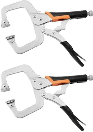 14-Inch C-Clamp Locking Pliers,Heavy Duty Vise Grip Welding Clamp With Swivel Pads for Woodworking,Home,Metalworking,Auto Repair(2 Pack)