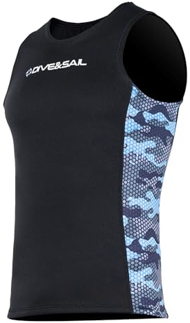 Lynqeeh Herren-Neoprenanzug-Weste, 2 mm Neopren, ärmelloses Oberteil zum Tauchen, Kanufahren, Schwimmen mit Nylon, 10 % Material zum Surfen