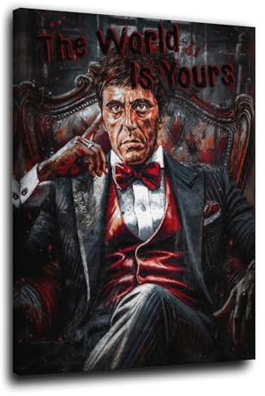 ARTEDinoi Pop Art Tony Macht Reichtum Eleganz The World Is Yours Leinwandbild Wanddeko Größe 30x40x2cm