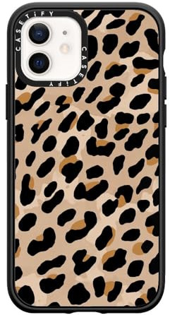 CASETiFY Impact Case for iPhone 12 / iPhone 12 Pro [4X Military Grade Drop Tested / 8.2ft Drop Protection/Compatible with Magsafe] - Leopard Print - Clear Black