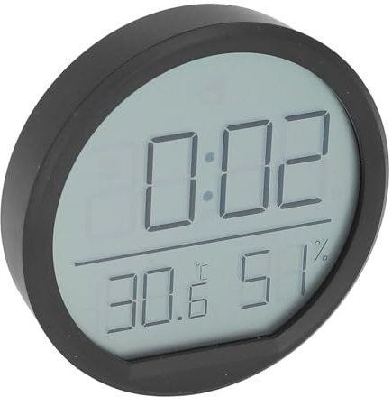 Thermomètre à Salle Numérique du Réveil électronique, avec Finition Noire élégante, Horloge Hygromètre Murale pour la Maison, Bureau, Chambre