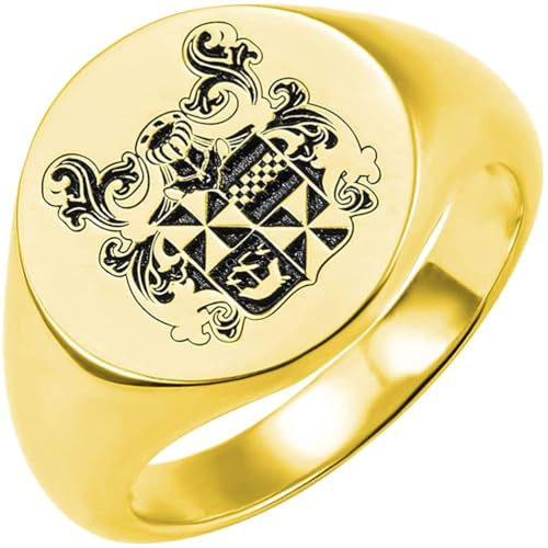 Custom Engraved Family Crest Signet Ring Mens Coat of Arms Ring Sterling Silver Heraldry Ring Personalised Signet Ring for Men Gold Men's Signet Rings Wedding Thumb Rings Jewellery Gifts