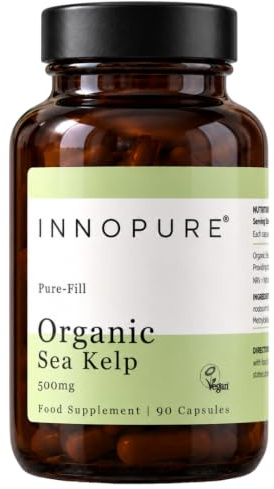 INNOPURE Organic Sea Kelp Supplement 500mg (435mcg Iodine) 90 Capsules | No Fillers or Binders, Soil Association Certified, Made in the UK