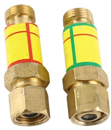 Telituny Rückzündungssicherung, M16x1.5 Sauerstoff-Acetylen Flammensperre mit Rückschlagventil, 3 m³/h Durchfluss für Schweißgeräte, Trockenbauweise aus Messing für Schneidbrenner &