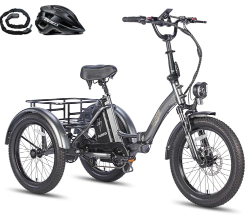 Fafrees Triciclo Eléctrico F20 Mate para Adultos, Plegable 20 x 3, Batería de 18.2 Ah / 873.6Wh, Frenos Hidráulicos, Triciclo de Carga Eléctric, Alcance 75-110km