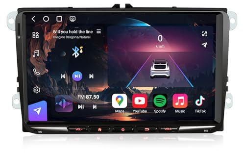 9 Qualcomm Android 16 Autoradio Bluetooth GPS Navi für VW Golf 5 Golf 6 Passat B6 B7 Polo 6R T5 Tiguan Touran Seat Skoda Octavia CarPlay Android Auto WiFi 4G DSP DAB+ USB Canbus 8GB RAM+128GB ROM
