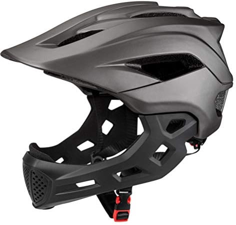 Stylebest 2-in-1-Fahrradhelm für , Integralhelm für BMX, Dirtbike, , Jugendfahrradhelm für Erwachsene mit Abnehmbarem Kinnschutz, für Im Alter von 5 Bis 10 Jahren (grau)