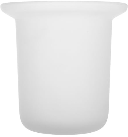 BETOOKY Frosted Glass Toilet Brush Holder Cup with Wall Mount Rack Bathroom Scrubber Stand Accessory for Toilet Cleaning Sturdy Crystal Mug and Plunger