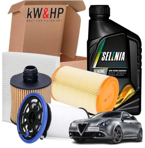 KIT TAGLIANDO 4 FILTRI CON OLIO MOTORE ORIGINALE 5LT LITRI 5W30 COMPATIBILE CON GIULIETTA (940) 1.6 JTDM