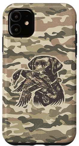 Carcasa para iPhone 11 Retro Old Camo Duck Hunting Lab Dog Labrador Southern
