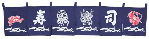 jojofuny Restaurant Curtain Chic Door Curtain in Polyester Japanese Sushi Theme for Kitchen Doorway Decoration