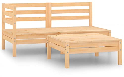 QJBSAVVA 3-TLG. Garten-Lounge-Set aus Kiefernholz – Modulare Palettenmöbel für Garten, Terrasse und Wohnzimmer – Rustikale Holz-Sitzgruppe mit Tisch, Eck- und Mittelsofa