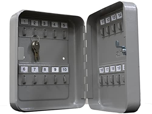 Amig - Boîte Porte-clé Murale Mod.2171 en Acier Finition époxy Gris avec Serrure de sécurité et 2 clés brutes | suspensions avec capacité de 45 clés | Dimensions : 300 x 240 x 70 mm