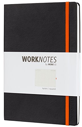 WORKFLO Worknotes Notizbuch b5 kariert - iPad Größe - Das Notizbuch für Kreative und Macher, 128 perforierte Seiten, 80g/qm, Softcover, schwarz, Tablet Größe