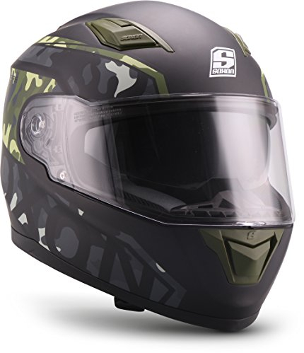 SOXON® ST-1000 Race „Camo“ · Integral-Helm · Full-Face Motorrad-Helm Roller-Helm Scooter-Helm Cruiser Sturz-Helm Sport Urban MTB · ECE 22.05 Sonnenvisier Schnellverschluss Tasche M (57-58cm)
